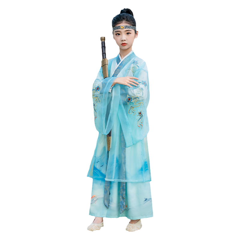 兒童古裝漢服男童國學(xué)服小男孩書童中國風(fēng)學(xué)生演出服女童春款2023