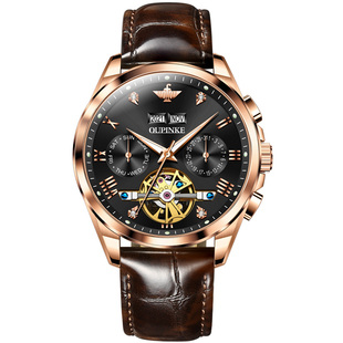 瑞士认证正品牌男士手表机械表全自动真皮带名腕表镂空陀飞轮十大