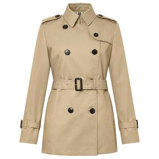 Hazzys哈吉斯短款双排扣风衣英伦风简约潮流时尚通勤女士春夏外套