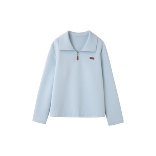 时然大码软糯卫衣微胖mm正肩显瘦上衣女装新品宽松翻领内搭新款