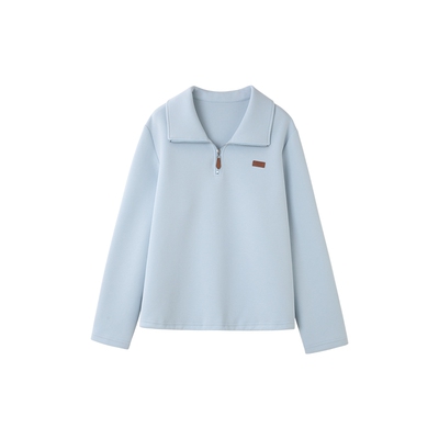 时然大码蓝色软糯卫衣