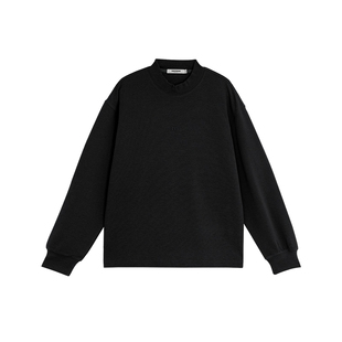 BODYDREAM肌理感半高领长袖T恤男女同款宽松休闲胸前字母打底衫