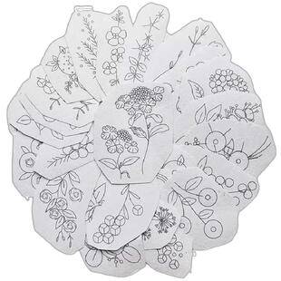 刺绣图案样纸手工diy材料包水溶中国风自粘古风布贴定制自然花语