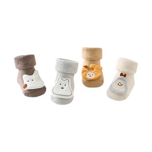 童泰婴儿袜子秋冬季加厚宝宝地板袜儿童防滑隔凉鞋袜宽口袜2双装