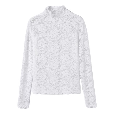 秋冬加绒加厚网纱性感法式复古高领紧身洋气打底长袖时尚小衫上衣