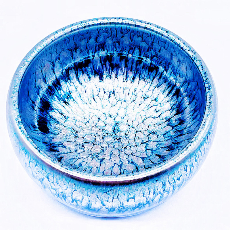 正品建盏大师级黄美金银鹧鸪百花金油滴手工大号主人杯收藏精品