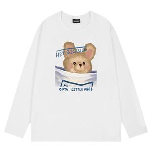 美式hiphopt恤长袖衣服男打底衫重磅圆领卫衣春秋款内搭秋衣bf风