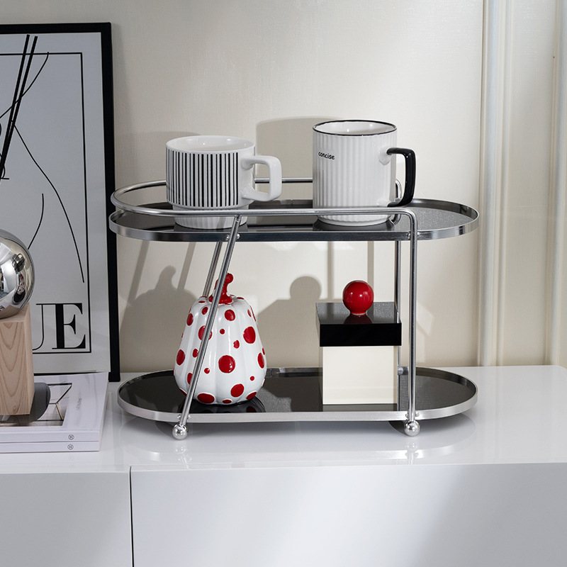 奶油色亚克力化妆品香水收纳架水杯咖啡杯厨房架桌面桌上置物架