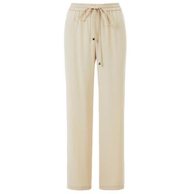 LANCY/朗姿2024夏季新款高腰直筒醋酸高级感休闲裤女宽松系带裤子