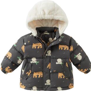 戴维贝拉男童短款羽绒服2026新款宝宝白鸭绒外套上衣儿童防水冬装