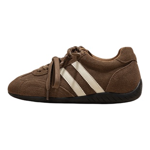 美拉德棕色鞋子女2025新款爆款德训鞋秋季女鞋百搭厚底增高运动鞋