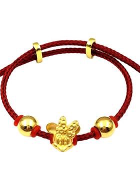 钛钢手串米奇饰品本命年红绳