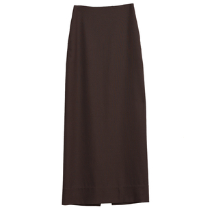 Carolingian静奢ROW气质!精纺澳洲羊毛極简百搭长半身裙博主半裙