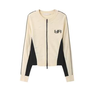 REVAN芮范设计师款运动风拼接毛衣短开衫RM10106254