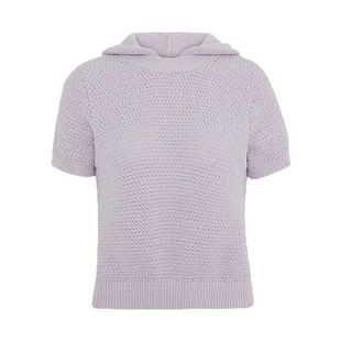 ChicChick时髦小鸡新品 氛围神器 淡紫镂空针织休闲短款短袖帽衫