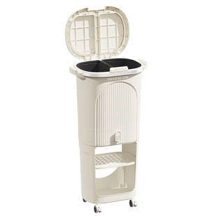 按压厨房垃圾桶家用大容量可提出独立内桶万向轮可移动客厅收纳桶