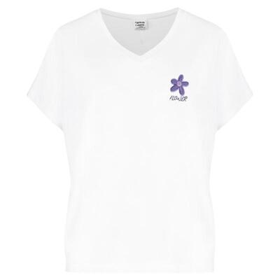 短款精梳棉短袖t恤女夏正肩百搭上衣宽松V领体恤新款印花潮t恤女