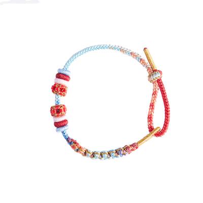 DIY手链可穿珠桃花结编织手绳