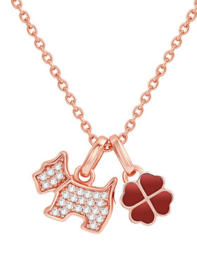 AG/瑷嘉莎925银女四叶草小狗项链