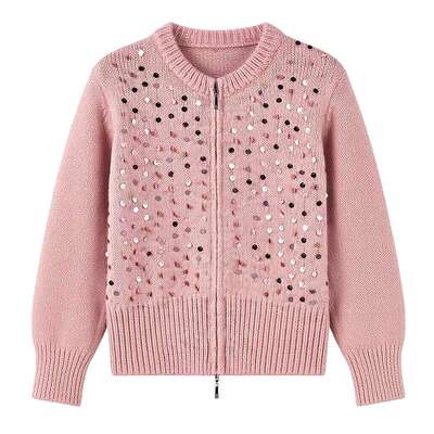 秋水伊人亮片针织开衫