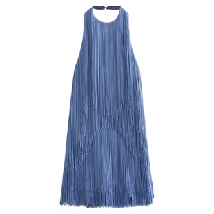 挂脖无袖流苏短裙 Stylish halterneck sleeveless fringed dress