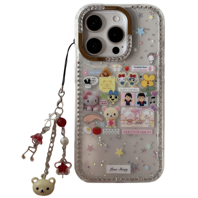 @BOBBY PLANET原创日本古早萌物闪钻轻松熊可爱卡通合集适用iPhone17Promax手机壳苹果154防摔趣味