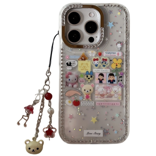 @BOBBY PLANET原创日本古早萌物闪钻轻松熊可爱卡通合集适用iPhone17Promax手机壳苹果154防摔趣味拓麻歌子16