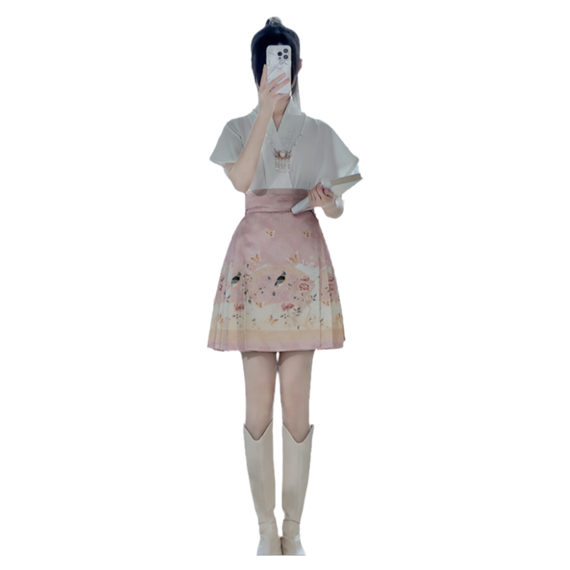 恋霜原创短款马面裙套装汉服女2025新款春季改良明制短袖学生古装