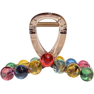 多巴胺彩色珠子抓夹女小号盘发鲨鱼夹后脑勺头发夹子半扎发头饰