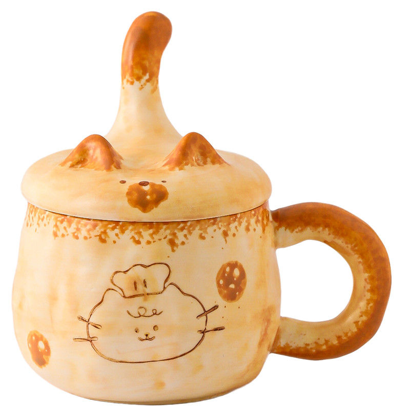 可爱猫咪陶瓷马克杯创意手工带盖杯子情侣咖啡水杯闺蜜女生日礼物