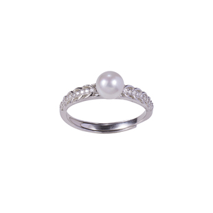 赛赛莉安天然淡水珍珠镶钻S925纯银简约精致气质高级感小众戒指女