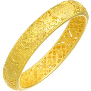 周生生东方古祖古法黄金足金八宝八瑞相黄金手镯女镯子90503K