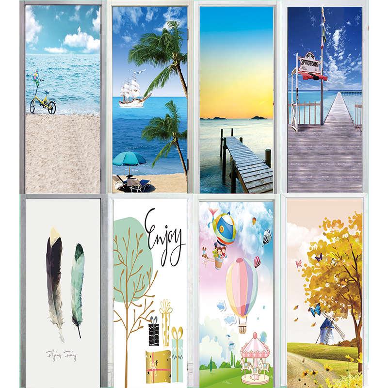 自粘防水整张门贴纸木门厕所门翻新创意玻璃衣柜卧室厨房宿舍贴画