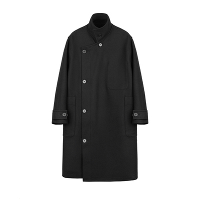 DESERTO羊毛双面呢黑色派克大衣