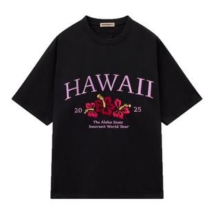 INNERSECT夏威夷限定款重磅刺绣圆领短袖T恤男女潮牌2025夏季新品