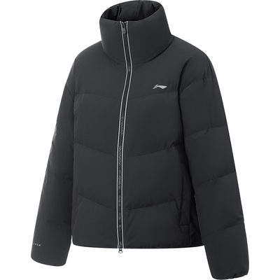 李宁立领女印花短羽绒服运动服