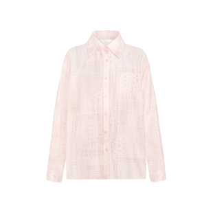 Kroche 26ss「天丝亚麻」复古腰果印花图案翻领宽松防晒长袖衬衫