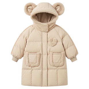 儿童羽绒服女童长款小童白鸭绒红色加厚保暖童装秋冬装宝宝厚外套