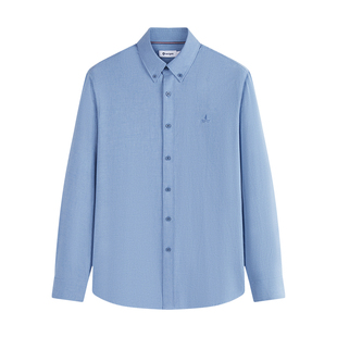 Navigare意大利小帆船浅蓝色通勤长袖衬衫男2025秋季新款磨毛衬衣