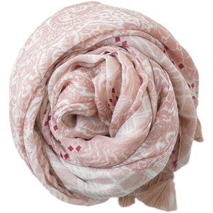 花的颜色 温柔皮粉棉麻围巾女 初秋日系甜美几何百搭丝巾薄款披肩