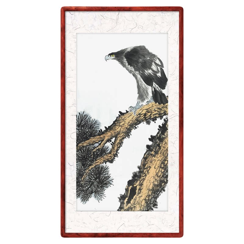 手绘雄鹰图 金雕画 大展宏图挂画 水墨泼墨老鹰画 松鹰图宣纸国画