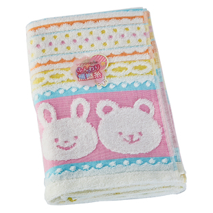 清仓日本那须藤nastex动物可爱卡通图案儿童毛巾浴巾100%棉无捻纱