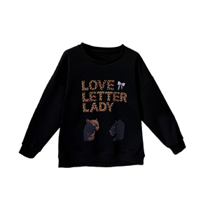 加绒加厚豹纹字母印花大码卫衣女冬季新款胖mm宽松显瘦套头上衣