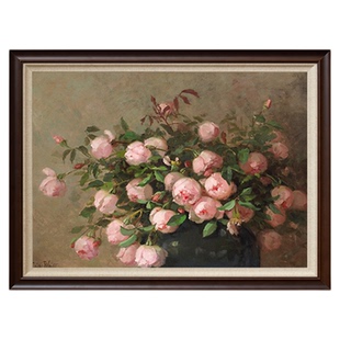 牡丹含苞】美式卧室装饰画法式中古风玄关花卉床头画餐厅客厅挂画