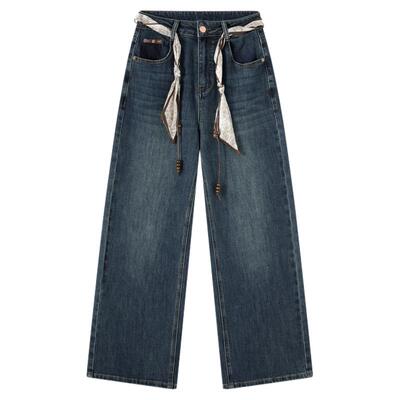 快鱼2025年冬季女直筒牛仔裤显高显瘦舒适百搭复古色时尚潮流裤子