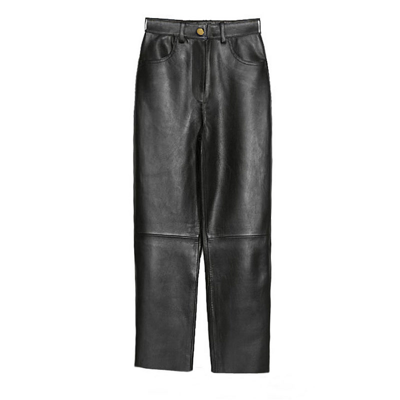 2024新款 特价回馈真皮锥腿小萝卜皮裤  不挑身材 高腰黑色九分裤