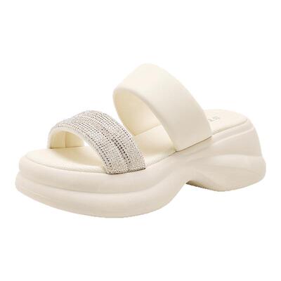 星期六舒适厚底外穿一字凉拖鞋女