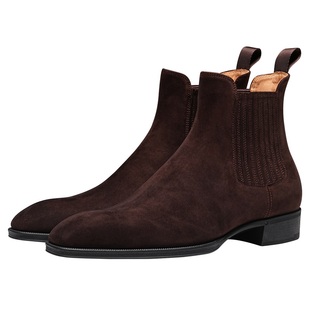 Truffaut切尔西靴男真皮马丁靴短靴英伦翻毛男靴休闲皮鞋冬季靴子