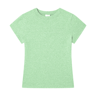 CountryMoment美式休闲正肩T恤女夏修身显瘦纯色基础短袖打底上衣