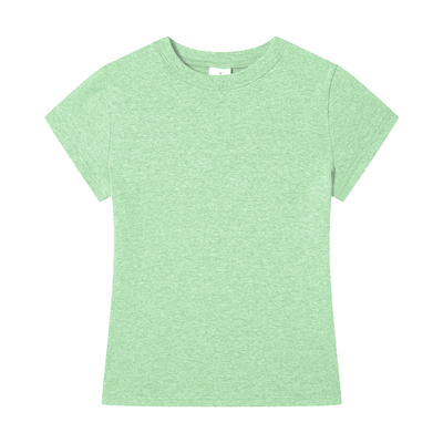 正肩T恤女夏修身纯色基础短袖